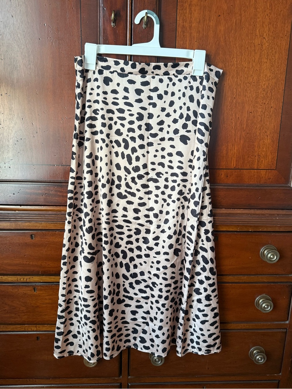 SHEIN Beige and Black Animal Print Midi Skirt